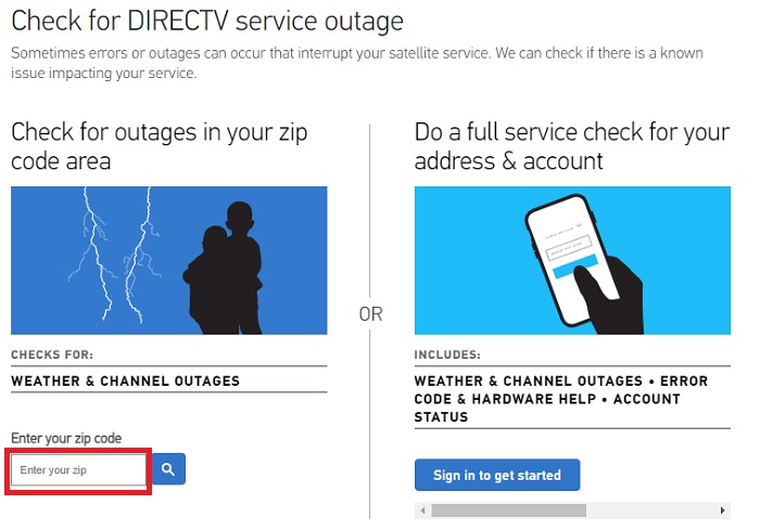 check for DirecTV service outage