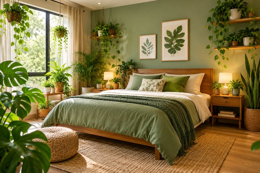 bedroom Decorate with indoor plants