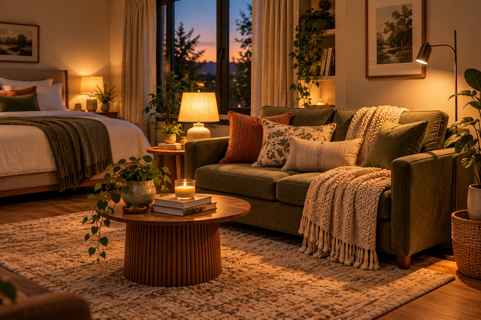 Warm Hygge Bedroom at Twilight