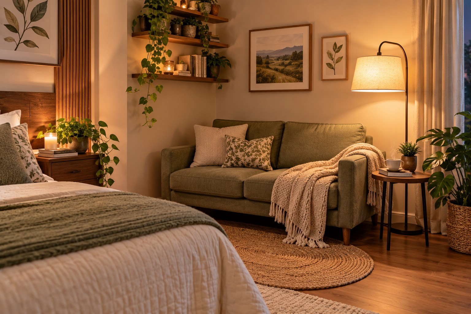 Cosy Sage Green Reading Nook