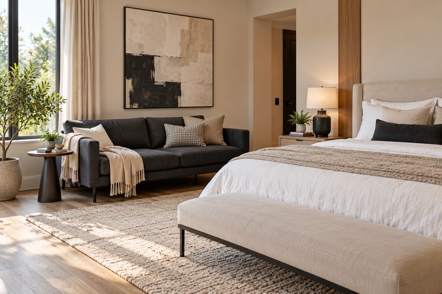 Calm Neutral Bedroom Lounge Retreat