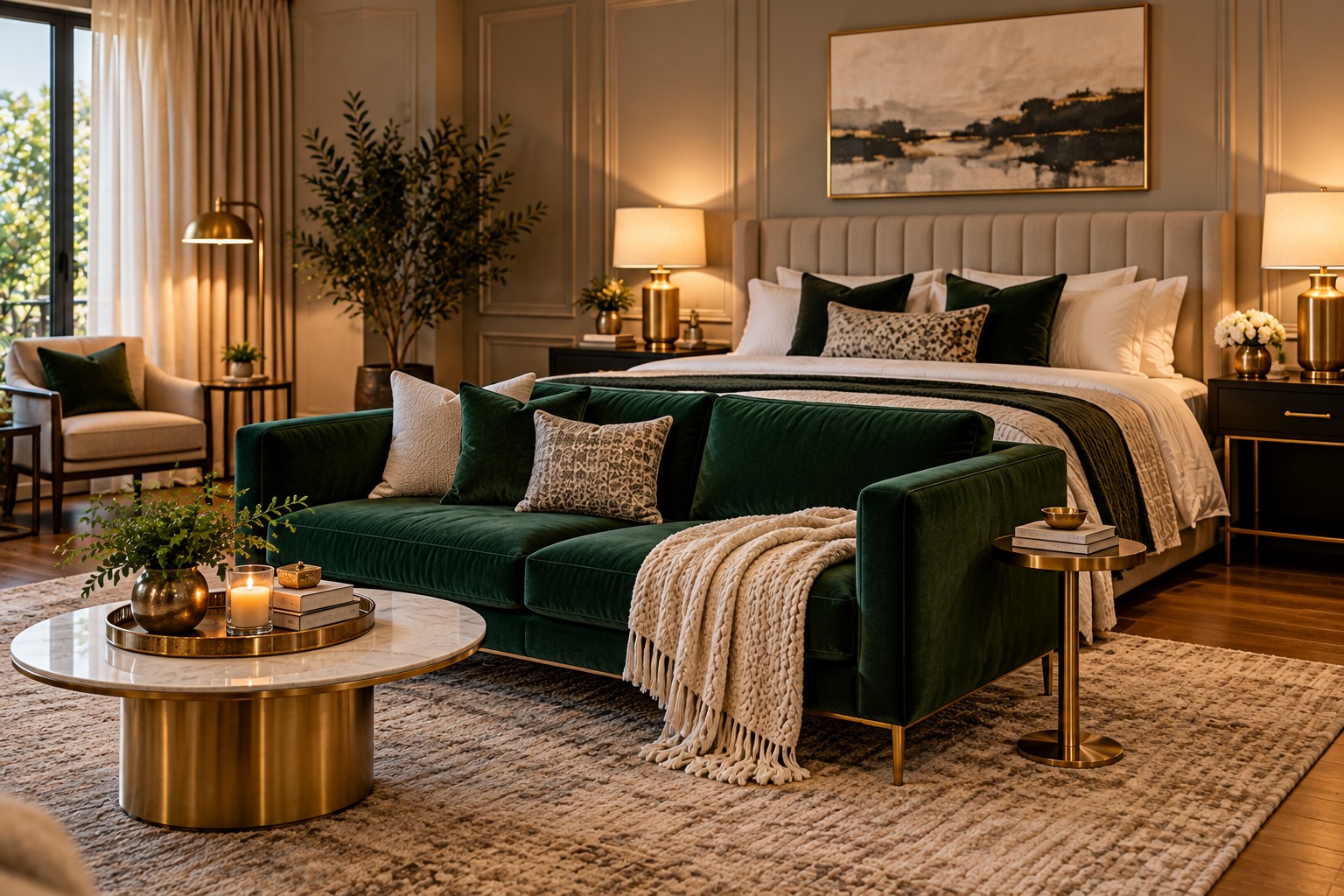Luxurious Emerald Bedroom Retreat