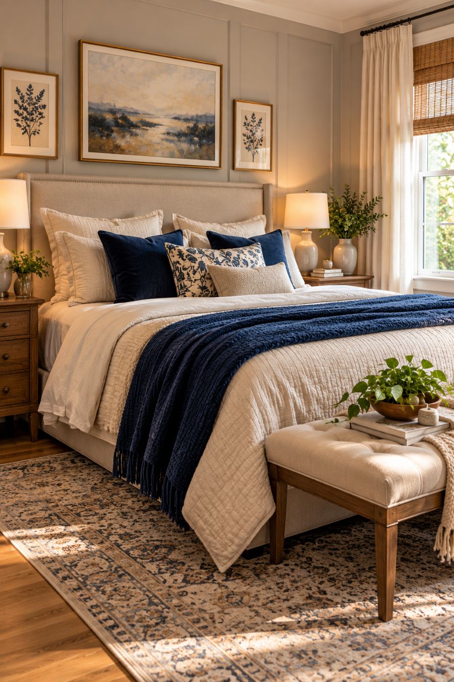 Warm Navy Bedroom Retreat