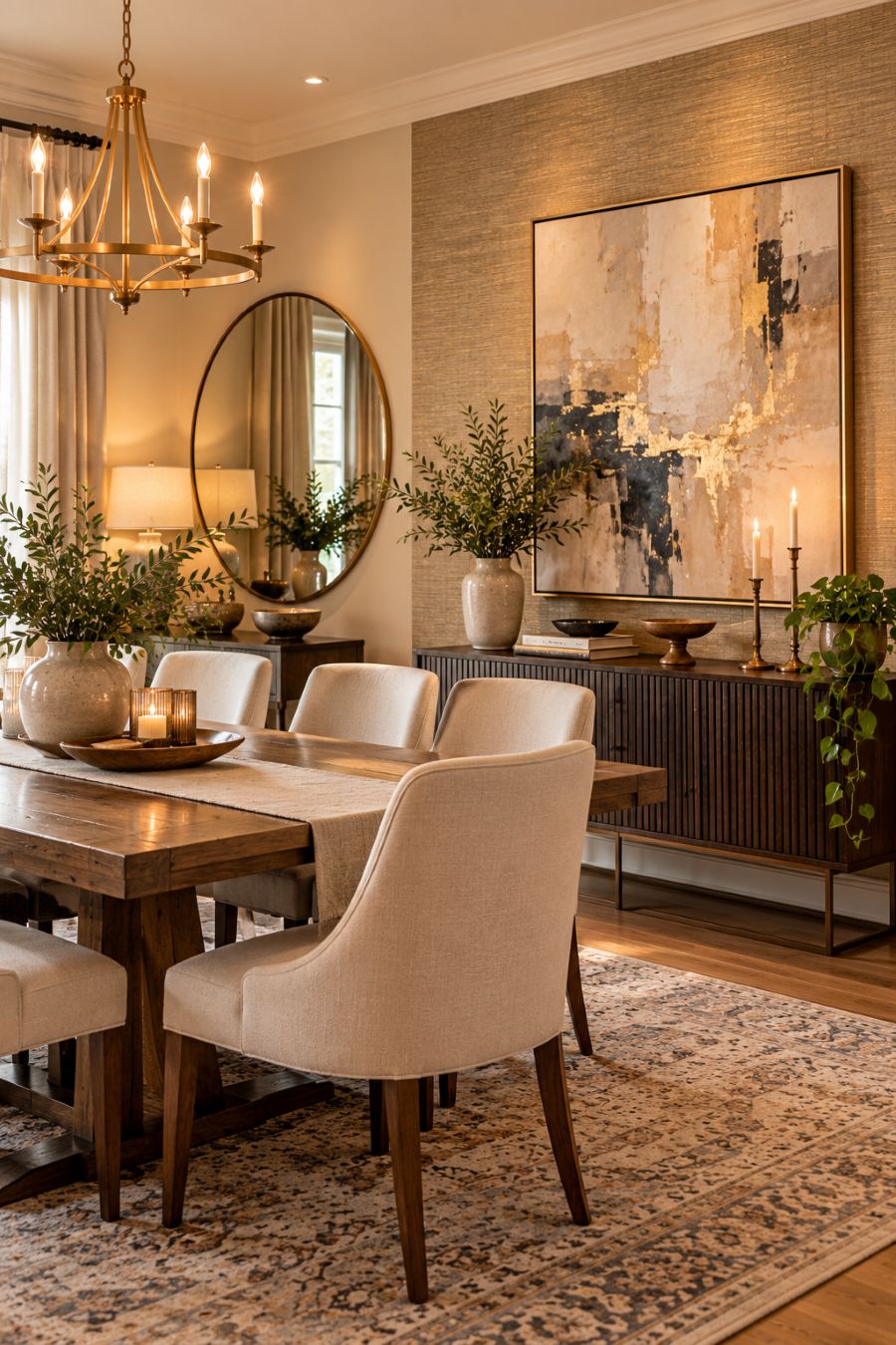 Warmly Lit Elegant Dining Room